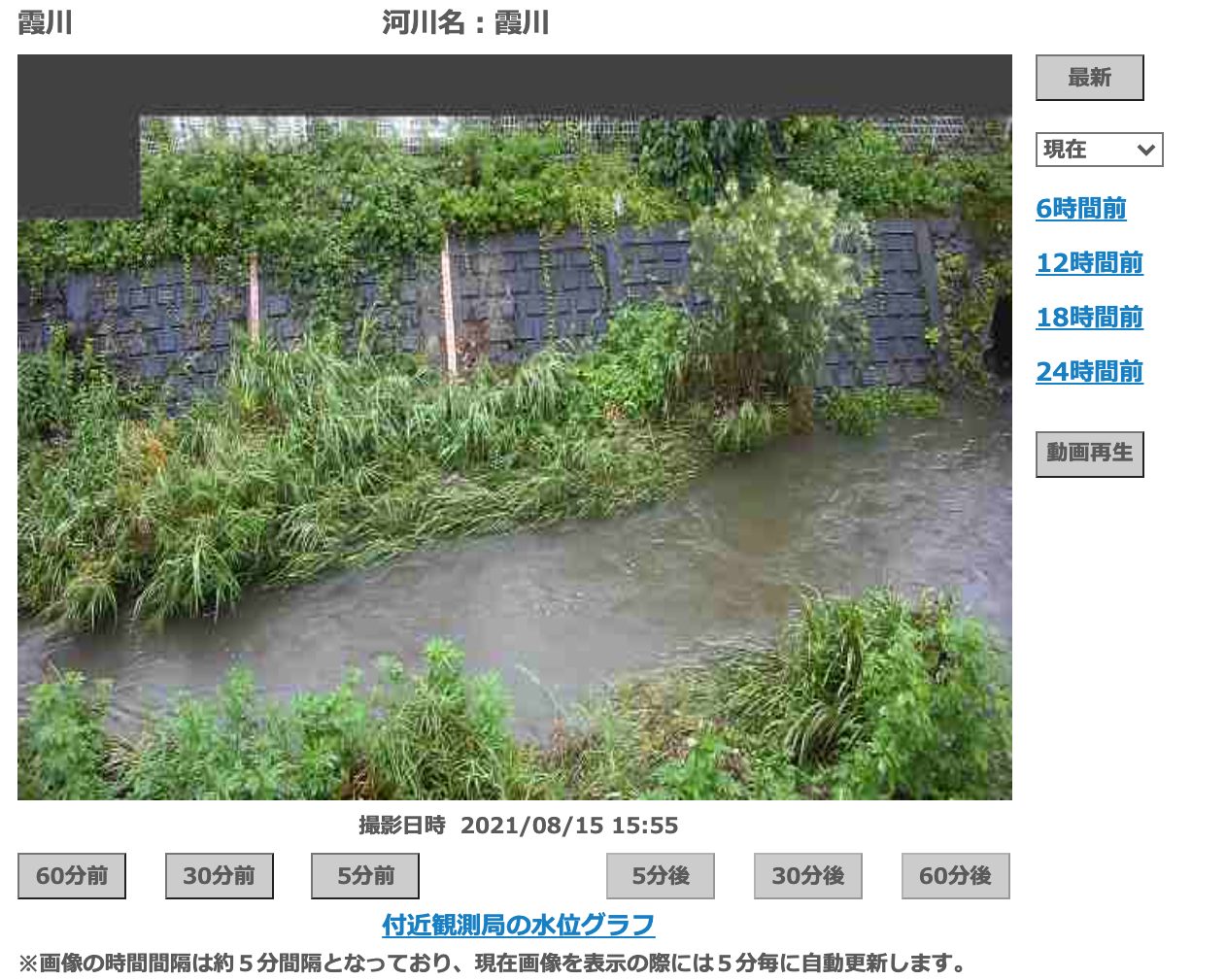 東京都 水防災総合情報システムの河川ライブ映像（霞川）